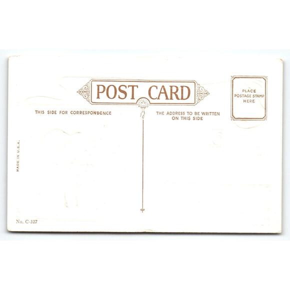 New Year Postcard Sweet Girl White Puppy Dog Santa Suit Bell Embossed Series 327 - Picture 2 of 2